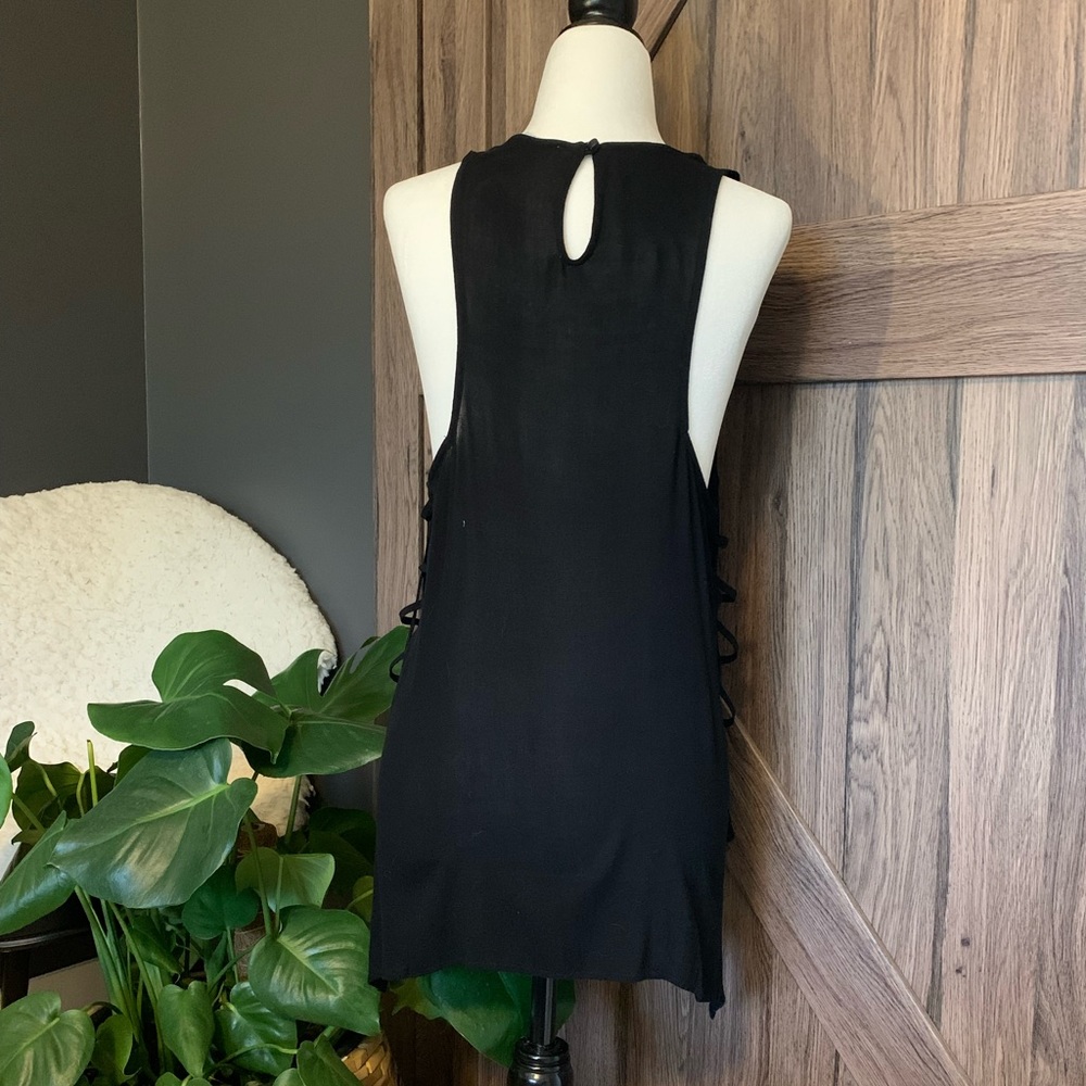 Lush Black Tank Top with side cut-outs, Small
